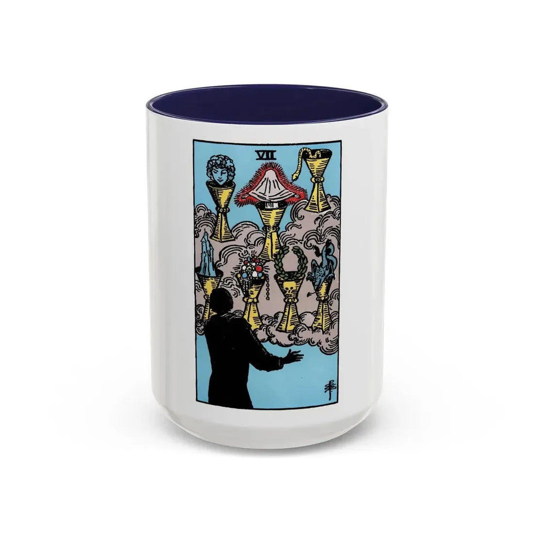 The 7 of Cups (Tarot Card) Accent Coffee Mug 15oz Navy - Go Mug Yourself