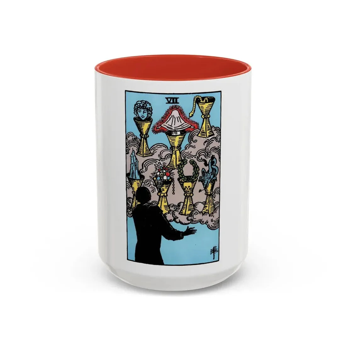 The 7 of Cups (Tarot Card) Accent Coffee Mug 15oz Red - Go Mug Yourself