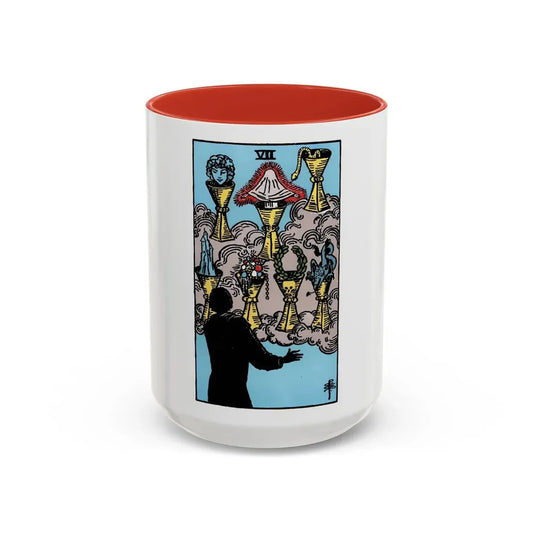 The 7 of Cups (Tarot Card) Accent Coffee Mug 15oz Red - Go Mug Yourself