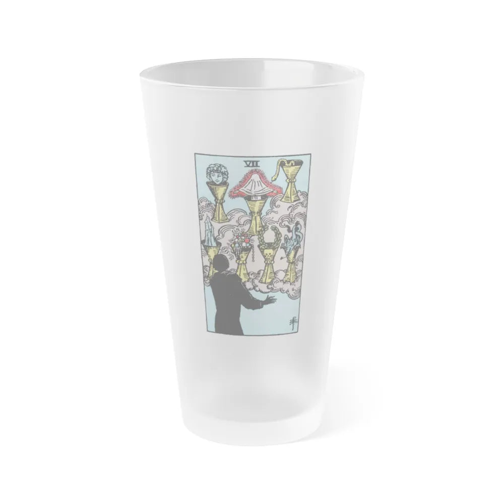 The 7 of Cups (Tarot Card) Frosted Pint Glass 16oz-Go Mug Yourself