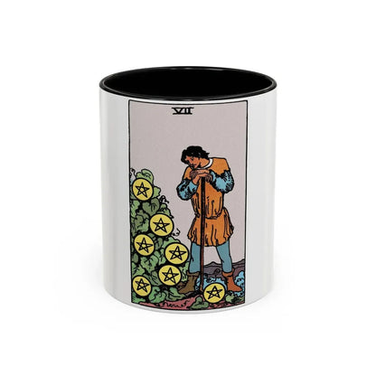 The 7 of Pentacles (Tarot Card) Accent Coffee Mug 11oz Black - Go Mug Yourself