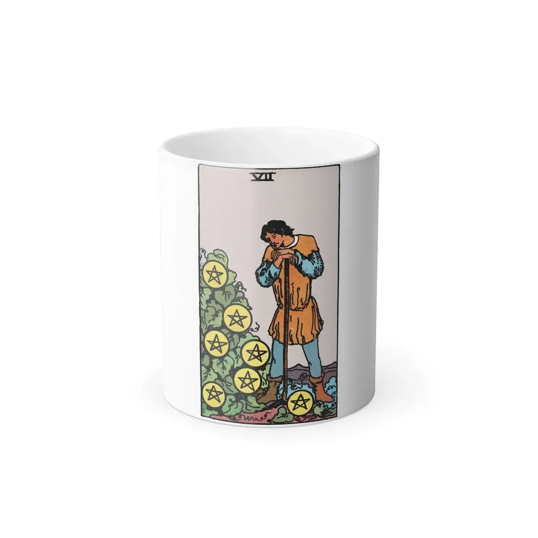 The 7 of Pentacles (Tarot Card) Color Changing Mug 11oz - Go Mug Yourself