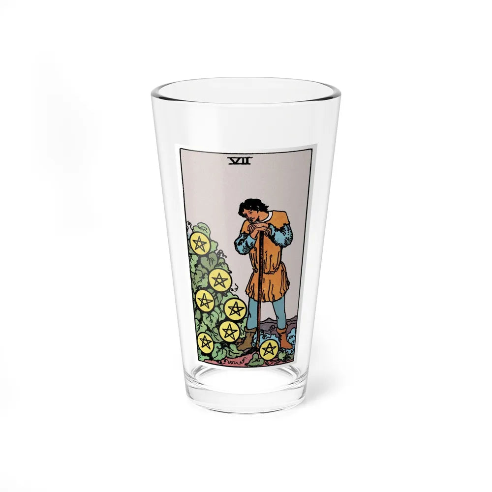 The 7 of Pentacles (Tarot Card) Pint Glass 16oz-16oz-Go Mug Yourself