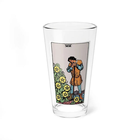 The 7 of Pentacles (Tarot Card) Pint Glass 16oz 16oz - Go Mug Yourself