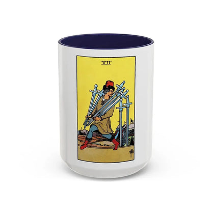 The 7 of Swords (Tarot Card) Accent Coffee Mug 15oz Navy - Go Mug Yourself