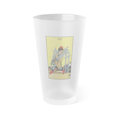 The 7 of Swords (Tarot Card) Frosted Pint Glass 16oz-Go Mug Yourself