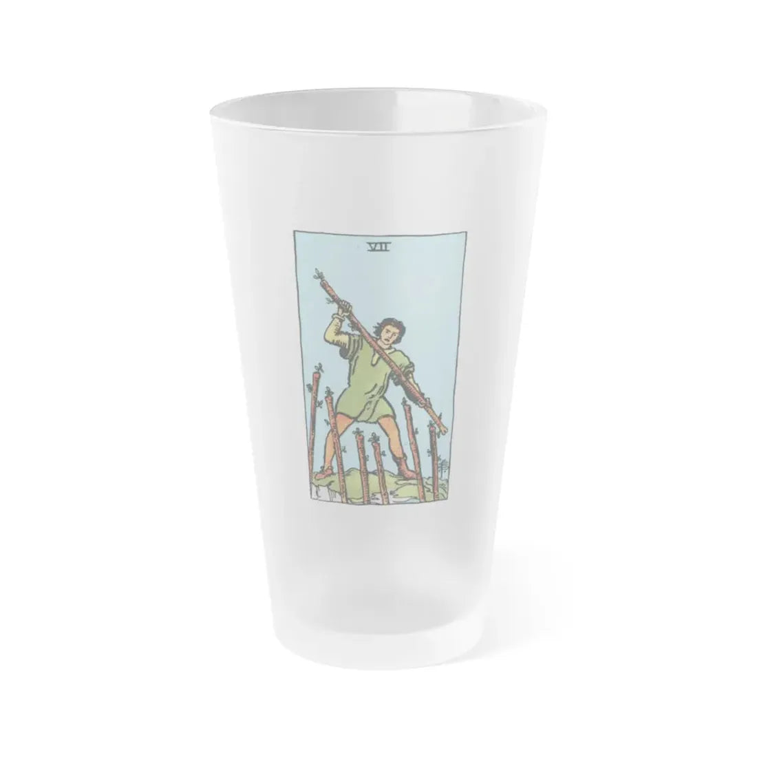 The 7 of Wands (Tarot Card) Frosted Pint Glass 16oz Default Title - Go Mug Yourself