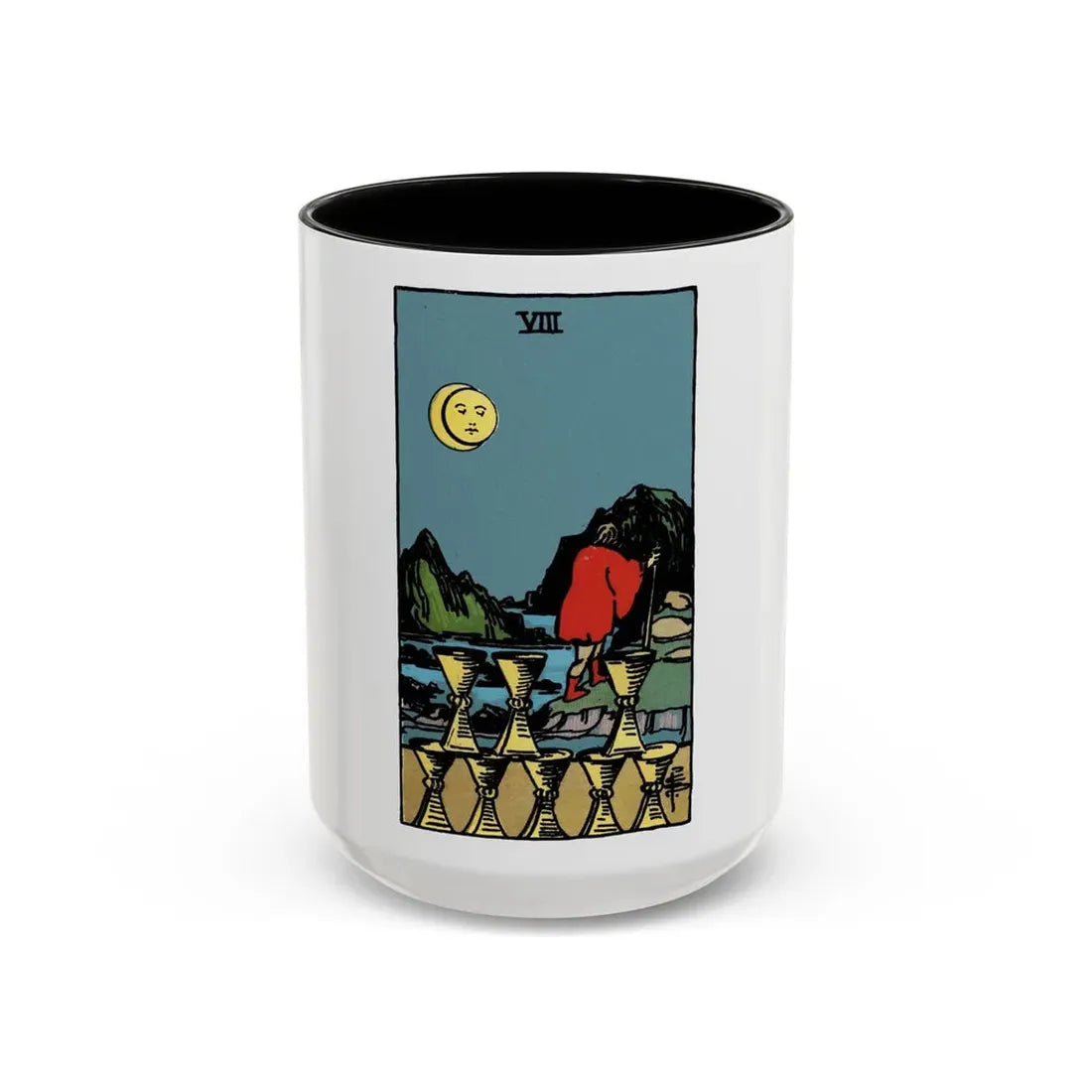The 8 of Cups (Tarot Card) Accent Coffee Mug 15oz Black - Go Mug Yourself