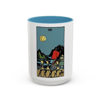 The 8 of Cups (Tarot Card) Accent Coffee Mug 15oz Light Blue - Go Mug Yourself