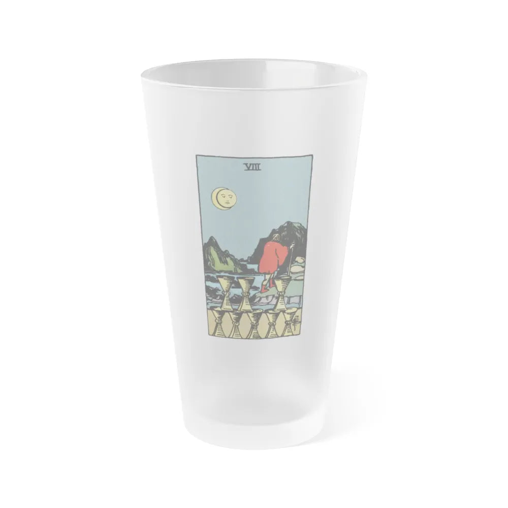 The 8 of Cups (Tarot Card) Frosted Pint Glass 16oz-Go Mug Yourself