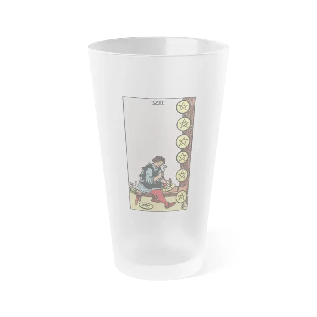 The 8 of Pentacles (Tarot Card) Frosted Pint Glass 16oz Default Title - Go Mug Yourself