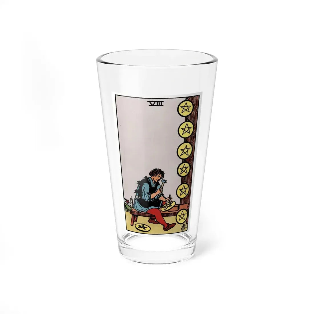 The 8 of Pentacles (Tarot Card) Pint Glass 16oz 16oz - Go Mug Yourself