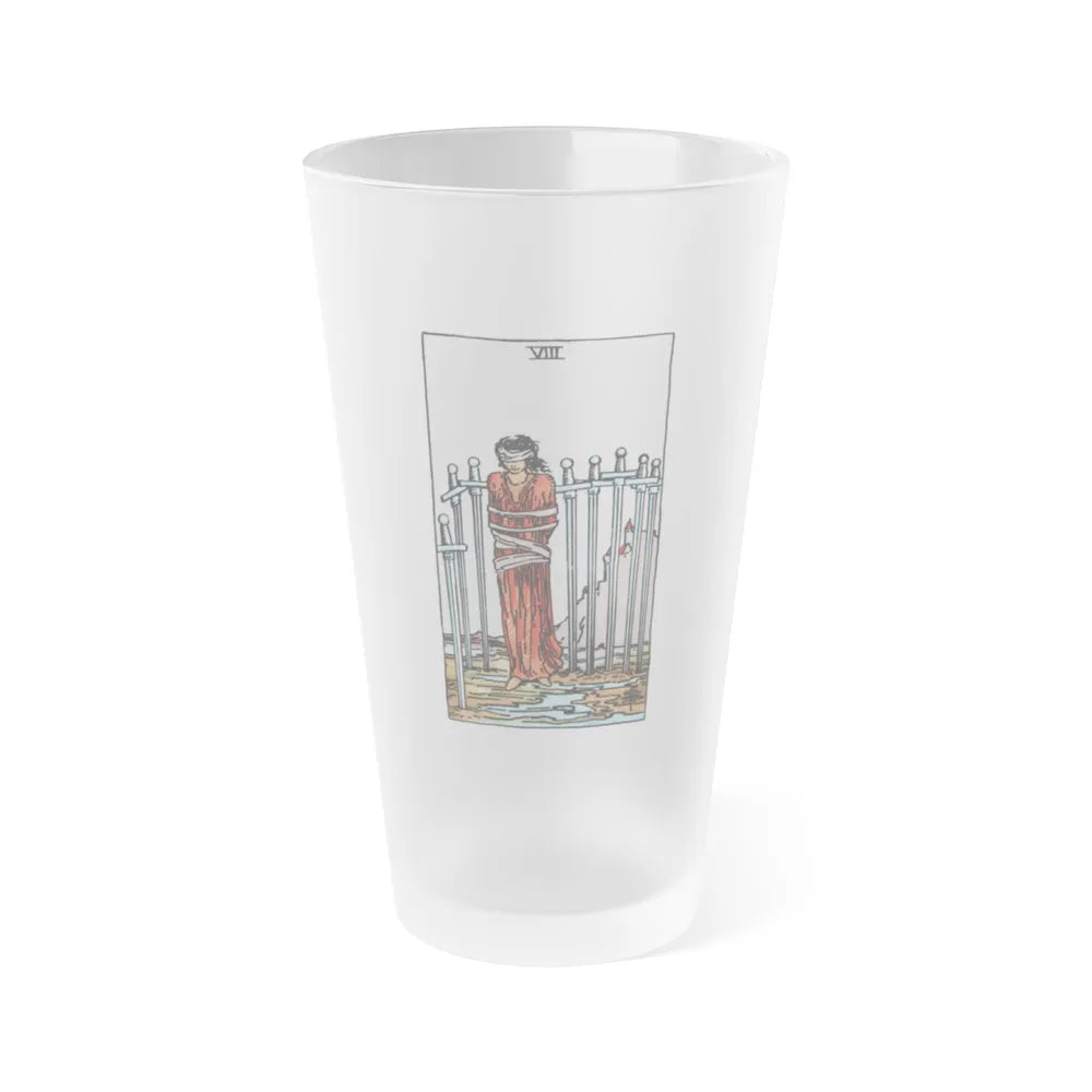 The 8 of Swords (Tarot Card) Frosted Pint Glass 16oz-Go Mug Yourself