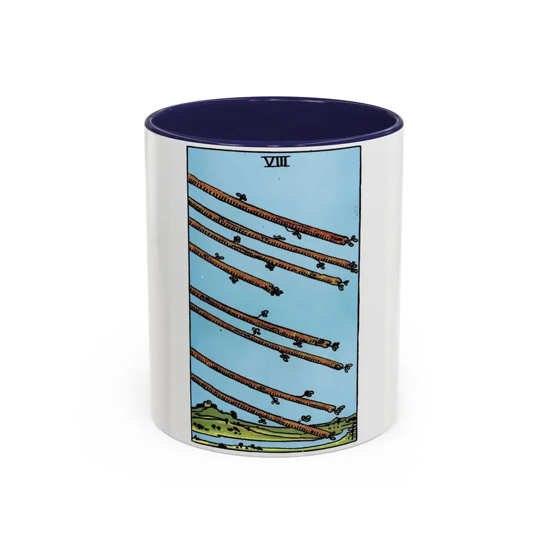 The 8 of Wands (Tarot Card) Accent Coffee Mug 11oz Navy - Go Mug Yourself