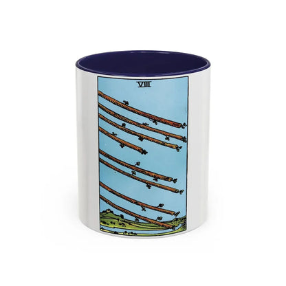 The 8 of Wands (Tarot Card) Accent Coffee Mug 11oz Navy - Go Mug Yourself