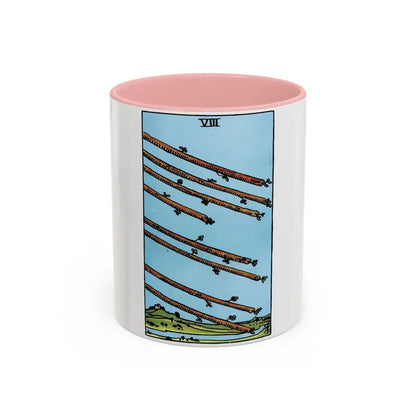 The 8 of Wands (Tarot Card) Accent Coffee Mug 11oz Pink - Go Mug Yourself