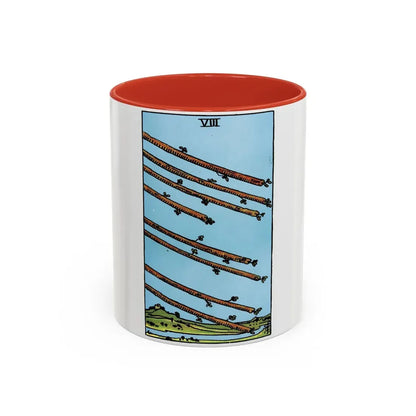 The 8 of Wands (Tarot Card) Accent Coffee Mug 11oz Red - Go Mug Yourself