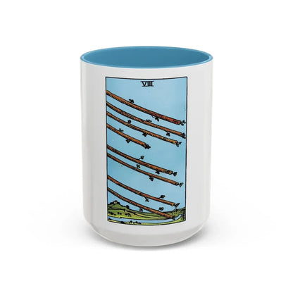 The 8 of Wands (Tarot Card) Accent Coffee Mug 15oz Light Blue - Go Mug Yourself