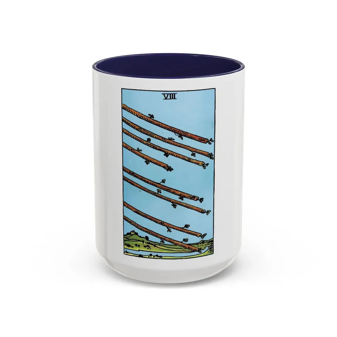 The 8 of Wands (Tarot Card) Accent Coffee Mug 15oz Navy - Go Mug Yourself