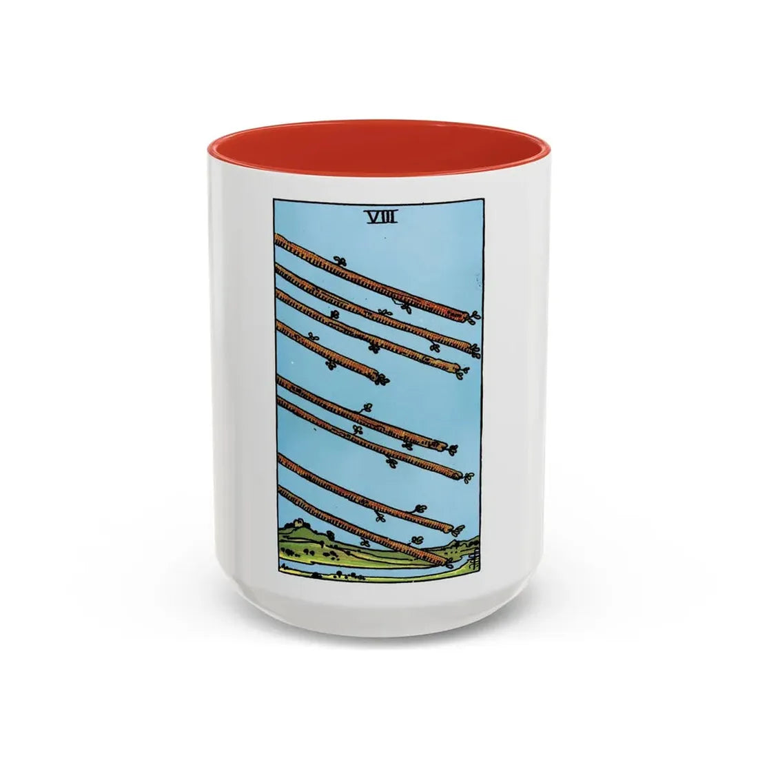 The 8 of Wands (Tarot Card) Accent Coffee Mug 15oz Red - Go Mug Yourself