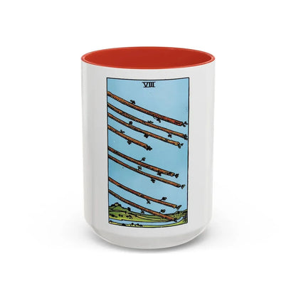 The 8 of Wands (Tarot Card) Accent Coffee Mug 15oz Red - Go Mug Yourself