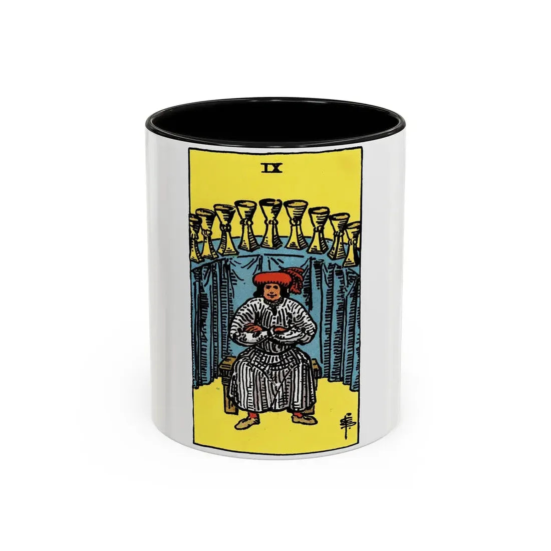 The 9 of Cups (Tarot Card) Accent Coffee Mug 11oz Black - Go Mug Yourself