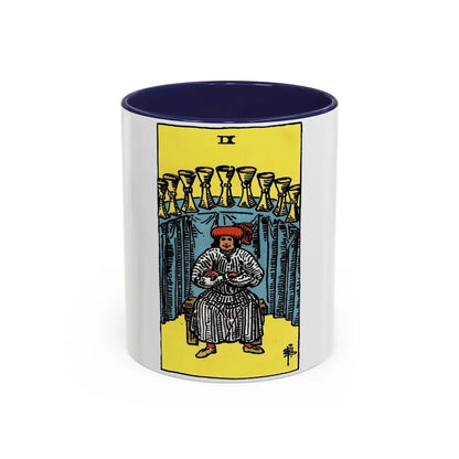 The 9 of Cups (Tarot Card) Accent Coffee Mug 11oz Navy - Go Mug Yourself