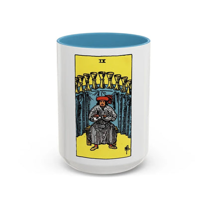 The 9 of Cups (Tarot Card) Accent Coffee Mug-15oz-Light Blue-Go Mug Yourself