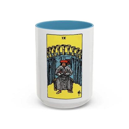 The 9 of Cups (Tarot Card) Accent Coffee Mug 15oz Light Blue - Go Mug Yourself