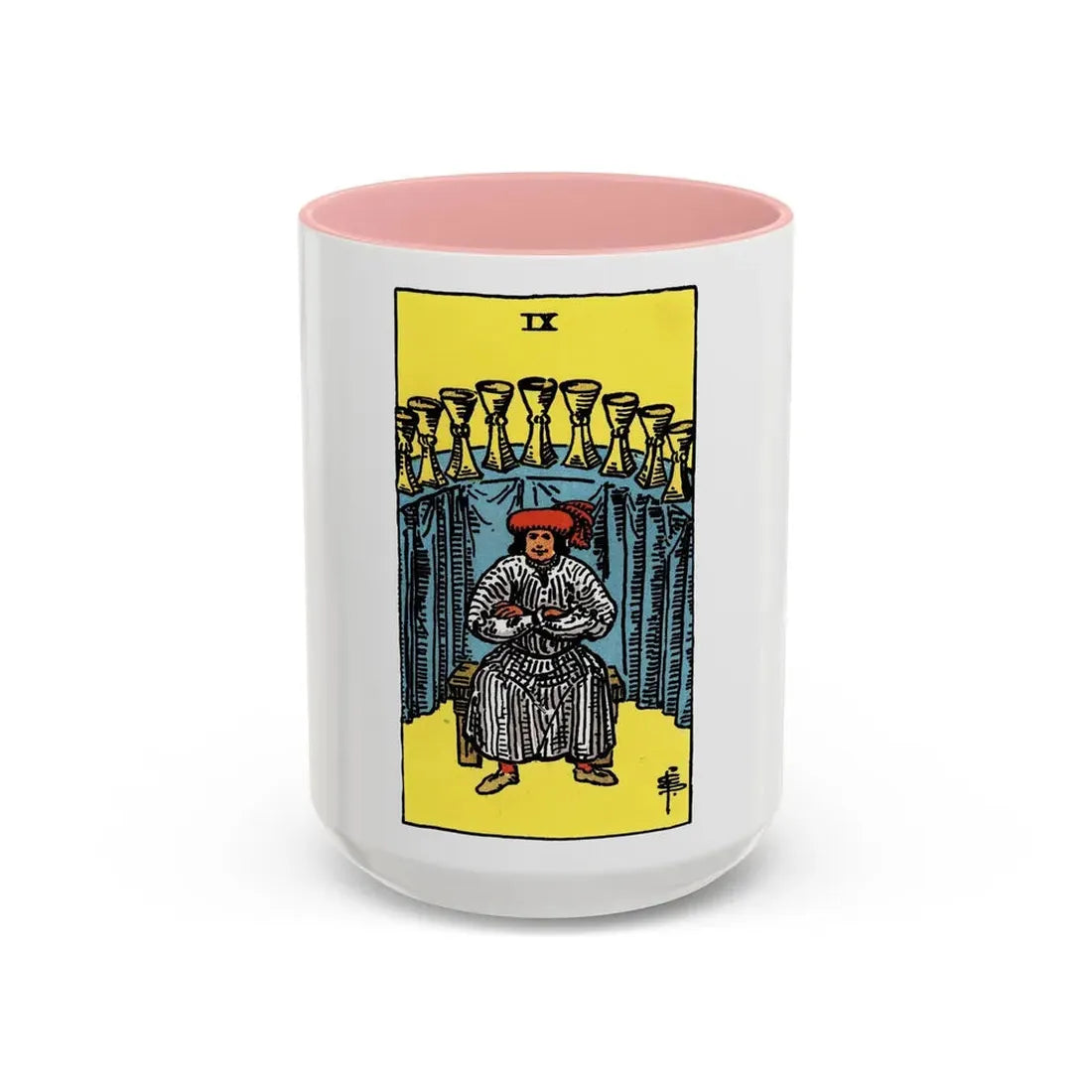 The 9 of Cups (Tarot Card) Accent Coffee Mug 15oz Pink - Go Mug Yourself