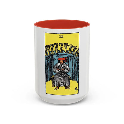 The 9 of Cups (Tarot Card) Accent Coffee Mug 15oz Red - Go Mug Yourself