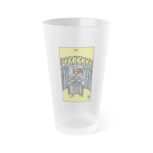 The 9 of Cups (Tarot Card) Frosted Pint Glass 16oz-Go Mug Yourself