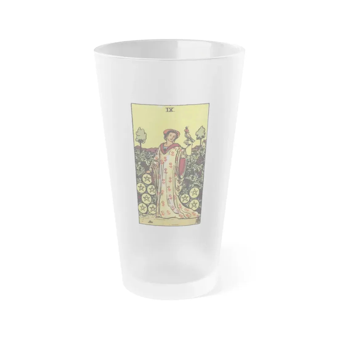 The 9 of Pentacles (Tarot Card) Frosted Pint Glass 16oz Default Title - Go Mug Yourself