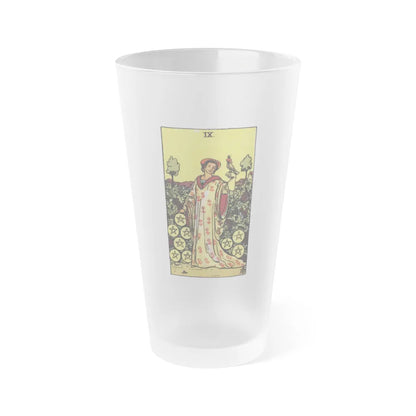 The 9 of Pentacles (Tarot Card) Frosted Pint Glass 16oz-Go Mug Yourself