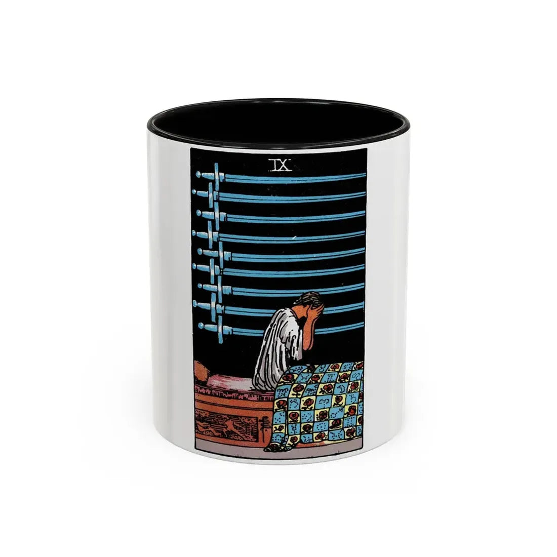 The 9 of Swords (Tarot Card) Accent Coffee Mug 11oz Black - Go Mug Yourself
