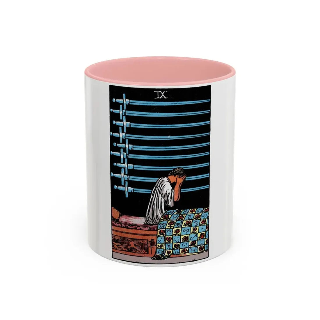 The 9 of Swords (Tarot Card) Accent Coffee Mug 11oz Pink - Go Mug Yourself