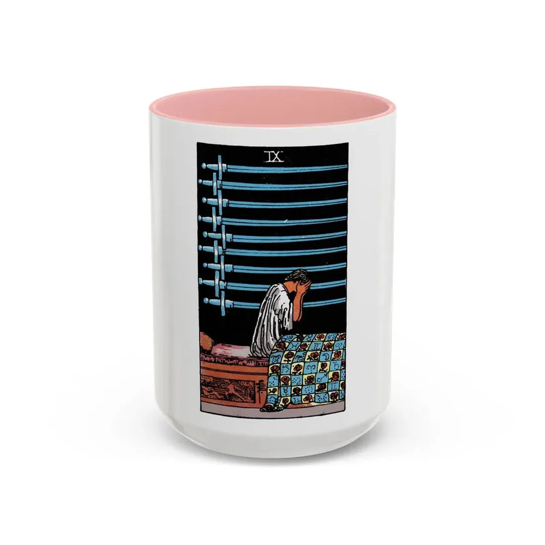 The 9 of Swords (Tarot Card) Accent Coffee Mug 15oz Pink - Go Mug Yourself