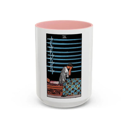 The 9 of Swords (Tarot Card) Accent Coffee Mug 15oz Pink - Go Mug Yourself