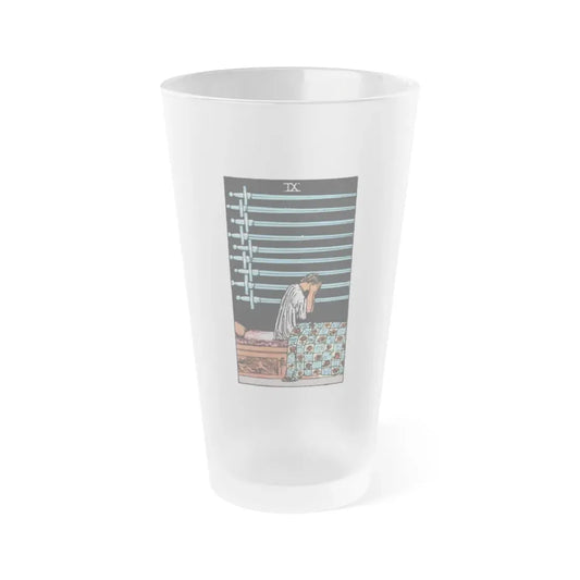 The 9 of Swords (Tarot Card) Frosted Pint Glass 16oz Default Title - Go Mug Yourself