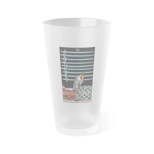 The 9 of Swords (Tarot Card) Frosted Pint Glass 16oz-Go Mug Yourself