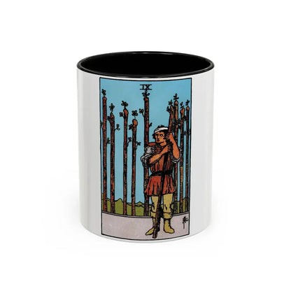 The 9 of Wands (Tarot Card) Accent Coffee Mug 11oz Black - Go Mug Yourself