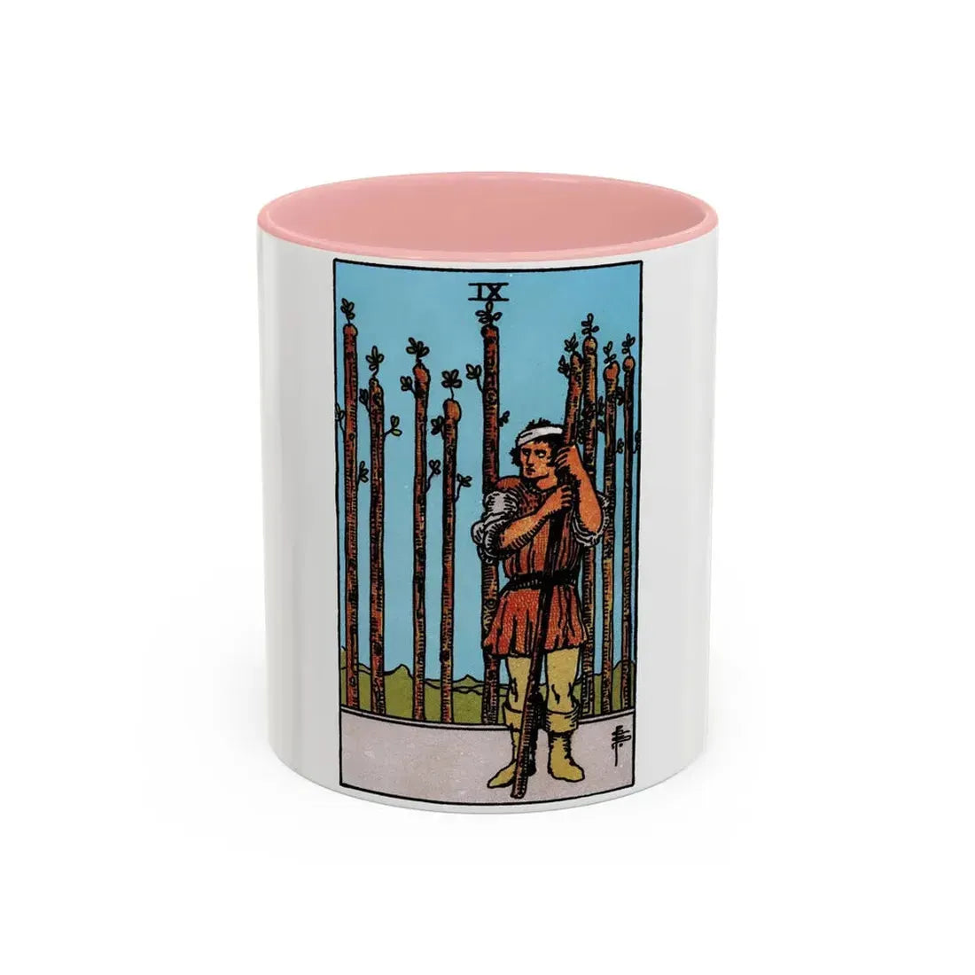 The 9 of Wands (Tarot Card) Accent Coffee Mug 11oz Pink - Go Mug Yourself