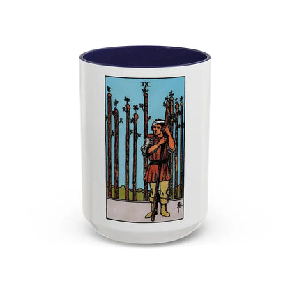 The 9 of Wands (Tarot Card) Accent Coffee Mug 15oz Navy - Go Mug Yourself