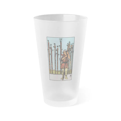 The 9 of Wands (Tarot Card) Frosted Pint Glass 16oz-Go Mug Yourself