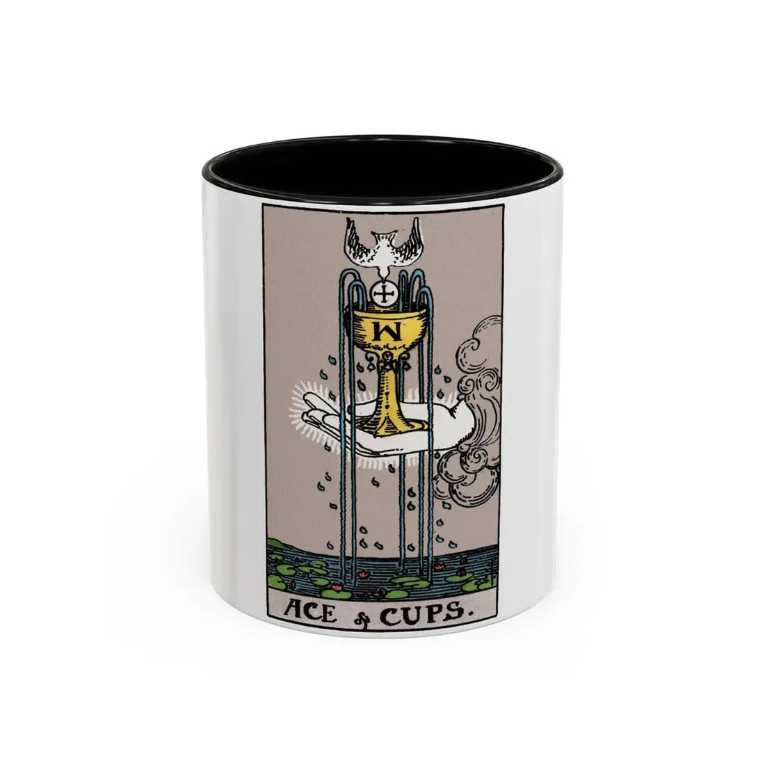The Ace of Cups (Tarot Card) Accent Coffee Mug 11oz Black - Go Mug Yourself