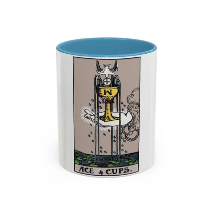 The Ace of Cups (Tarot Card) Accent Coffee Mug-11oz-Light Blue-Go Mug Yourself