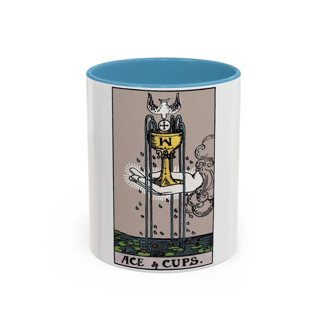 The Ace of Cups (Tarot Card) Accent Coffee Mug 11oz Light Blue - Go Mug Yourself