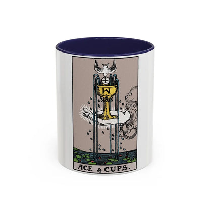 The Ace of Cups (Tarot Card) Accent Coffee Mug-11oz-Navy-Go Mug Yourself