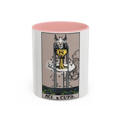 The Ace of Cups (Tarot Card) Accent Coffee Mug 11oz Pink - Go Mug Yourself