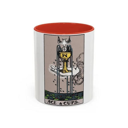 The Ace of Cups (Tarot Card) Accent Coffee Mug 11oz Red - Go Mug Yourself